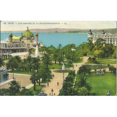 CPA - NICE, LES JARDINS, LA JETEE (couleurs), Années 1910.