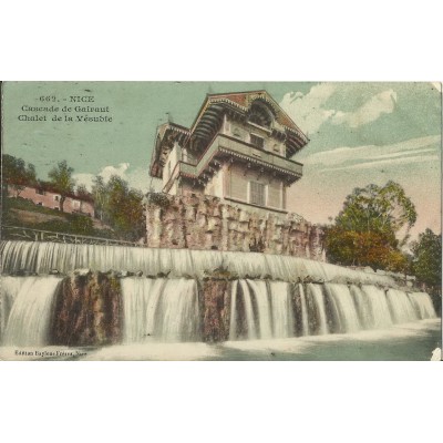 CPA - NICE, CASCADE DE GAIRAUT, CHALET DE LA VESUBLE (couleurs), vers 1910.