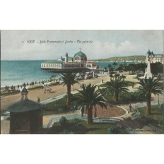 CPA - NICE, JETEE, PROMENADE, JARDINS. VUE GENERALE.(couleurs), vers 1910.