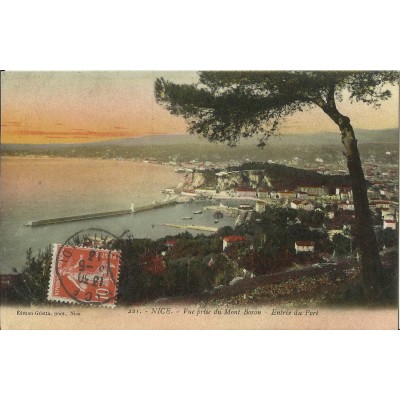 CPA - NICE, VUE PRISE DU MONT BORON- ENTREE DU PORT (couleurs), vers 1910.