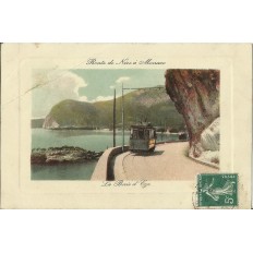 CPA - NICE, LA BAIE D'EZE, ROUTE DE NICE à MONACO (couleurs), vers 1900.