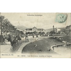 CPA - NICE, LES NOUVEAUX JARDINS et LE CASINO, vers 1900.