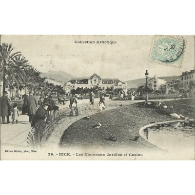 CPA - NICE, LES NOUVEAUX JARDINS et LE CASINO, vers 1900.