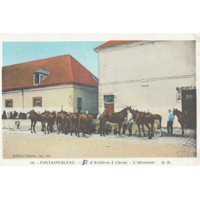 CPA - FONTAINEBLEAU - 5e D'Artillerie A Cheval, L'Abreuvoir - Années 1930