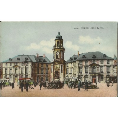 CPA: RENNES, HOTEL DE VILLE, COLORISE, vers 1900