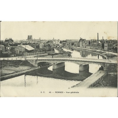 CPA: RENNES, Vue Générale, La Vilaine, vers 1900