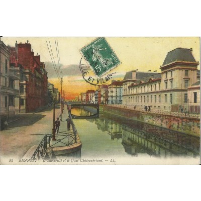 CPA: RENNES, L'Université, Quai Chateaubriand, vers 1900