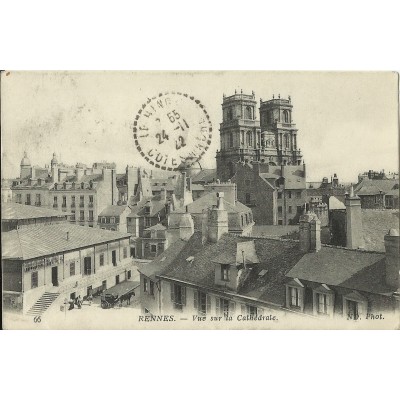 CPA: RENNES, Vue sur la Cathédrale, vers 1920