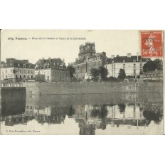 CPA: RENNES, PLACE DE LA MISSION ET CATHEDRALE, vers 1910