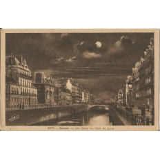 CPA: RENNES, LES QUAIS AU CLAIR DE LUNE, vers 1900