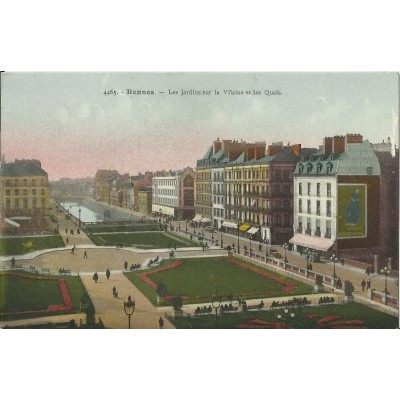 CPA: RENNES, Les Jardins sur la Vilaine (colorisée), vers 1910