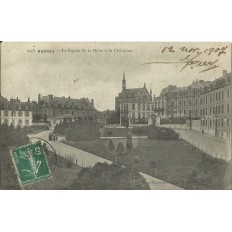 CPA: RENNES, LE SQUARE DE LA MOTTE ET LA PREFECTURE, vers 1900