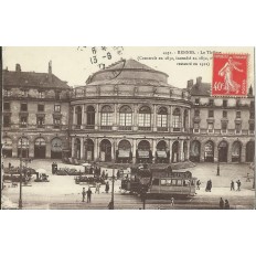 CPA: RENNES, LE THEATRE, TRAM / FLEURISTES, vers 1920