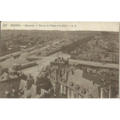 CPA: RENNES. PANORAMA, VUE SUR LA VILAINE & LE MAIL Années 1910