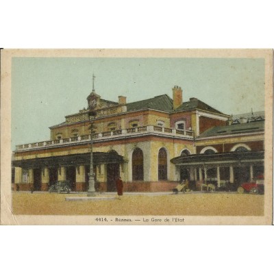 CPA: RENNES.LA GARE DE L'ETAT, colorisée, Années 1910.