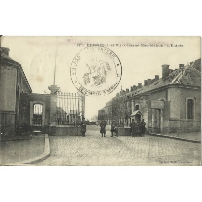 CPA: RENNES. CASERNE MAC-MAHON, l'entrée, Années 1910.