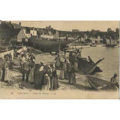 CPA: CANCALE, LA VENTE DU POISSON, vers 1920