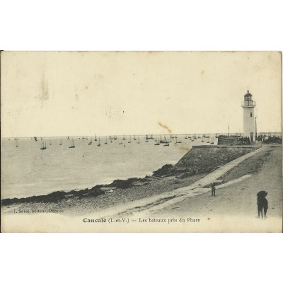 CPA: CANCALE, Les Bateaux près du phare, années 1910