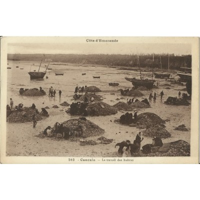 CPA: CANCALE, LE TRAVAIL DES HUITRES, vers 1920