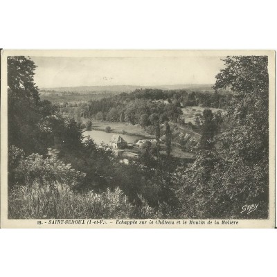 CPA: SAINT-SENOUX, ECHAPEE SUR LE CHATEAU ET MOULIN DE LA MOLIERE, vers 1930