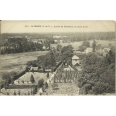 CPA: SAINT-MEEN, Jardin du Séminaire, vu de la Tour, vers 1900