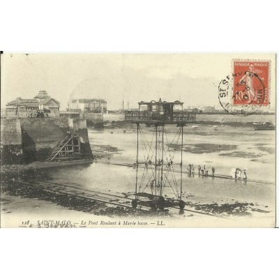 CPA: SAINT-MALO, LE PONT ROULANT à MAREE BASSE, vers 1900