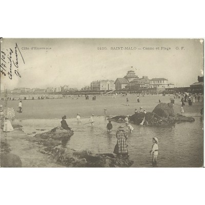 CPA: SAINT-MALO, A LA PLAGE DU CASINO, vers 1900