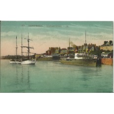 CPA: SAINT-MALO, BATEAUX dans l'AVANT-PORT (colorisée), vers 1900