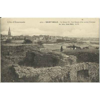 CPA: SAINT-MALO, Le Grand Bé, Ruines d'un ancien Couvent, vers 1900