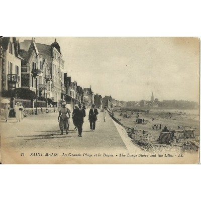 CPA: SAINT-MALO, La Grande Plage et la Digue, vers 1920