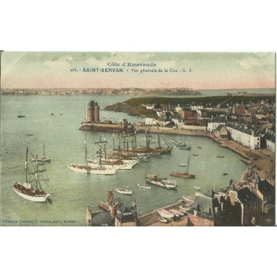 CPA: SAINT-SERVAN, Vue Générale de la Cité en couleurs, vers 1910