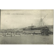 CPA: BREST, La Défense Mobile.Le Navarin, années 1900