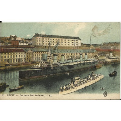 CPA: BREST, Vue sur le Port de Guerre, colorisée, années 1910