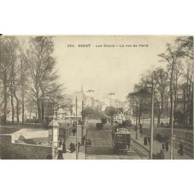 CPA: BREST, Les Glacis, la rue de Paris, années 1900