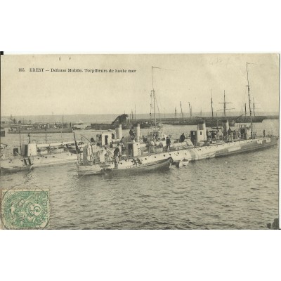 CPA: BREST, Défense Mobile, Torpilleurs en Haute-mer, vers 1900