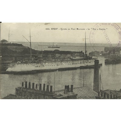 CPA: BREST, Le "Fer à cheval", entrée du Port, années 1910