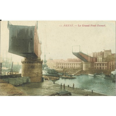 CPA: BREST, Le Grand Pont Ouvert, années 1900