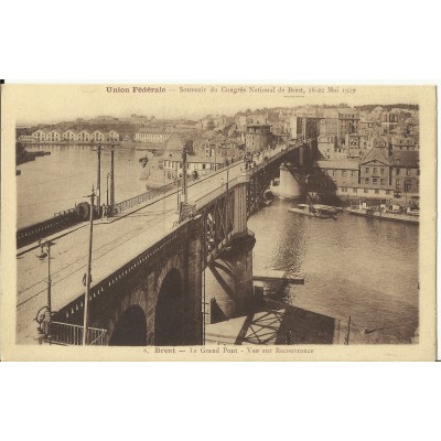 CPA: BREST, Le Grand Pont - Vue sur Recouvrance, vers 1930