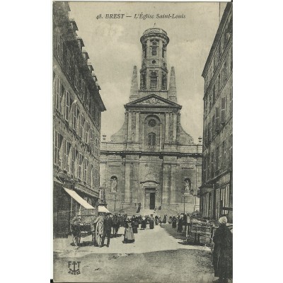 CPA: BREST, Eglise Saint-Louis (Animation), vers 1910