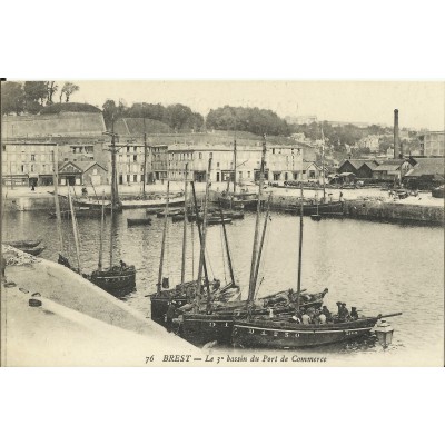 CPA: BREST, Le 3e bassin du Port de Commerce, vers 1910