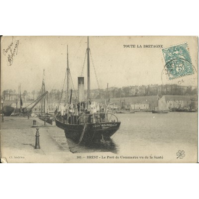 CPA: BREST, Le Port de Commerce vu de la Santé, vers 1900