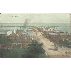 CPA: BREST, Le Port de Commerce vu du Cours d'Ajot (couleurs) vers 1900