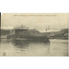 CPA: BREST, Lancement du "Jean-Bart", 1911