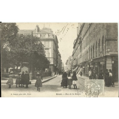 CPA: BREST, La Rue de la Mairie, Animée, vers 1900