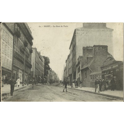 CPA: BREST, Vue de la rue de Paris, vers 1910