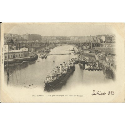 CPA: BREST, Vue Panoramique du Port de Guerre, vers 1890