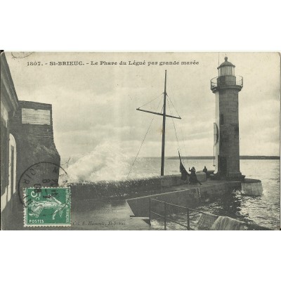 CPA: SAINT-BRIEUC, Le Phare du Légué par grande marée, années 1900