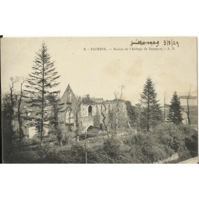 CPA: PAIMPOL,Ruines de l'Abbaye de Beauport, années 1920