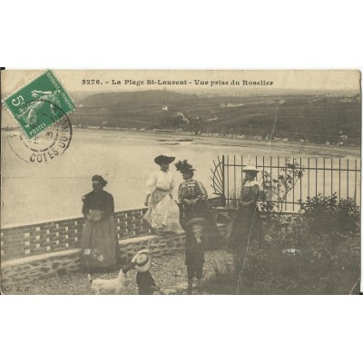 CPA: SAINT-BRIEUC, La Plage St-Laurent, vue du Roselier, années 1910