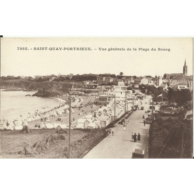 CPA: ST-QUAY-PORTRIEUX, Vue Générale de la Plage du Bourg, années 1920